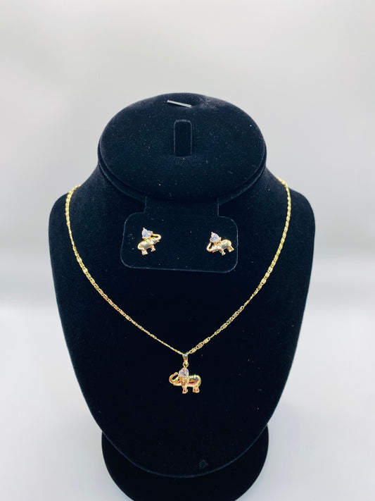 Set elefante arete+cadena